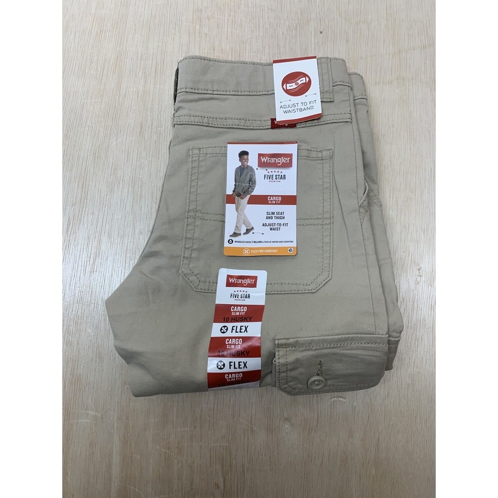 Wrangler Boys Flex Cargo Slim Fit Pant Beige‎ Tan 9RKHWBF Size 10 Husky